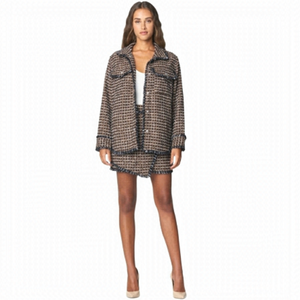 Blank NYC Retrograde Neutral Oversized Boxy Fringe Shacket Size S